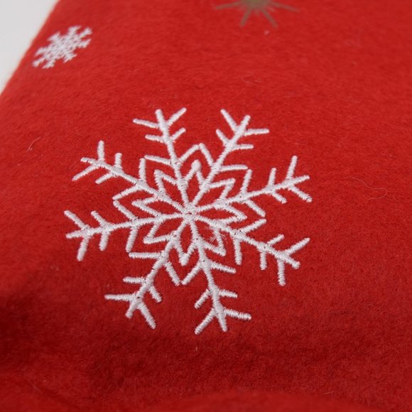 Lindt Holiday Felt Gift Bag Empty Christmas Snowflakes Stars Ribbon Red Wrap - Picture 11 of 14